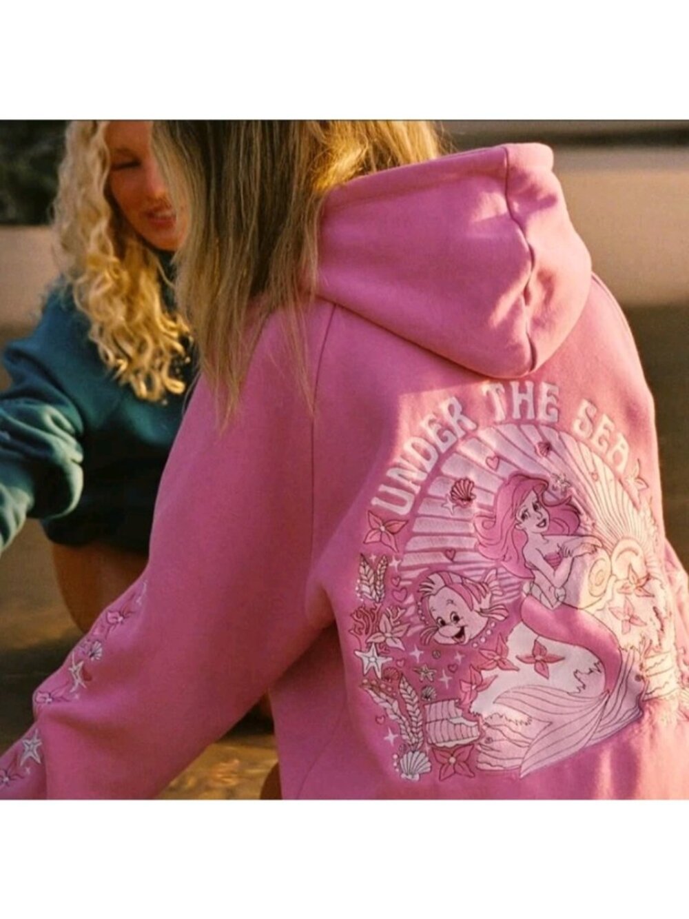 Pink Palm Puff Under The Sea Disney Ariel Pink Hoodie - Picture 7 of 11